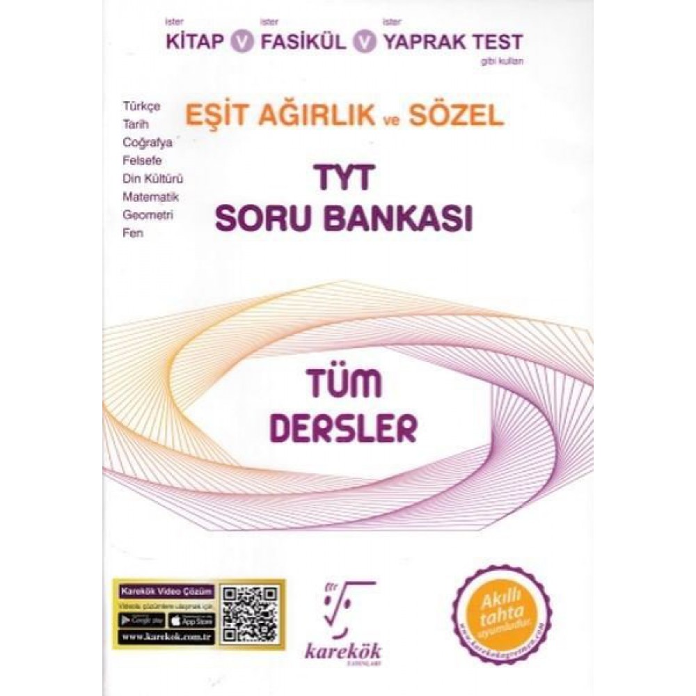 KAREKÖK TYT TÜM DERSLER EŞİT AĞIRLIK VE SÖZEL SORU BANKASI