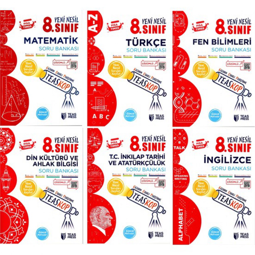 TEAS PRESS 8.SINIF YENİ NESİL SORU BANKASI SETİ 2020 6 KİTAP