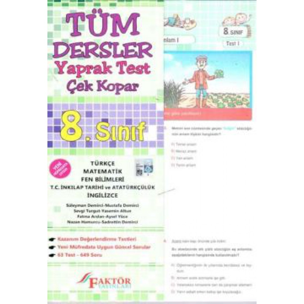FAKTÖR 8.SINIF TÜM DERSLER ÇEK-KOPAR YAPRAK TEST