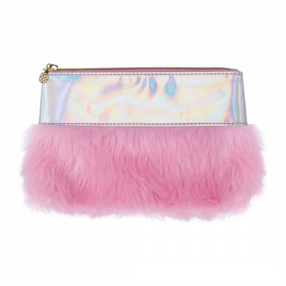 PYRUS PELUŞ PEMBE-GÜMÜŞ MAKYAJ ÇANTASI N/A