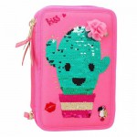 TOP MODEL FİLLED PENCİL CASE  TROPİKAL KAKTÜS 3 KATLI DOLU  