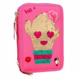 TOP MODEL FİLLED PENCİL CASE  TROPİKAL KAKTÜS 3 KATLI DOLU  