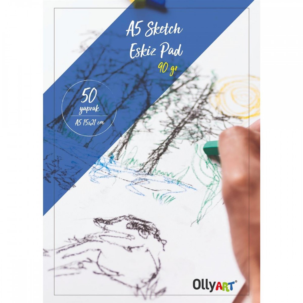 OLLYART SPİRALLİ ESKİZ BLOK A5 50 YAPRAK 90GR