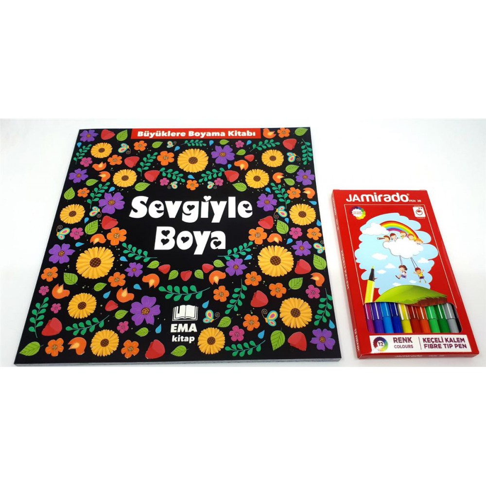 SEVGİYLE BOYA BÜYÜKLER İÇİN BOYAMA+KEÇELİ KALEM