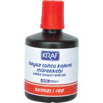 KRAF BEYAZ TAHTA KALEM MÜREKKEBİ 100ml KIRMIZI 450G1