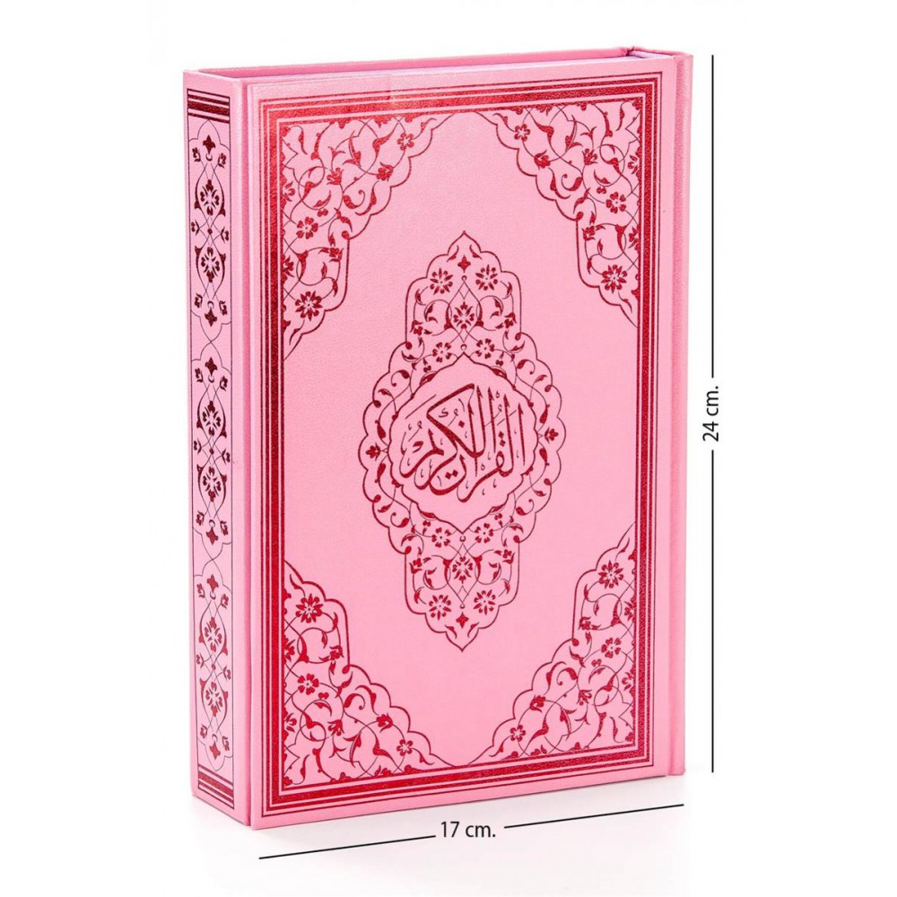 KURANI KERİM BİLGİSAYAR HATLI ORTA BOY 2 RENK MÜHÜRLÜ PEMBE-123P