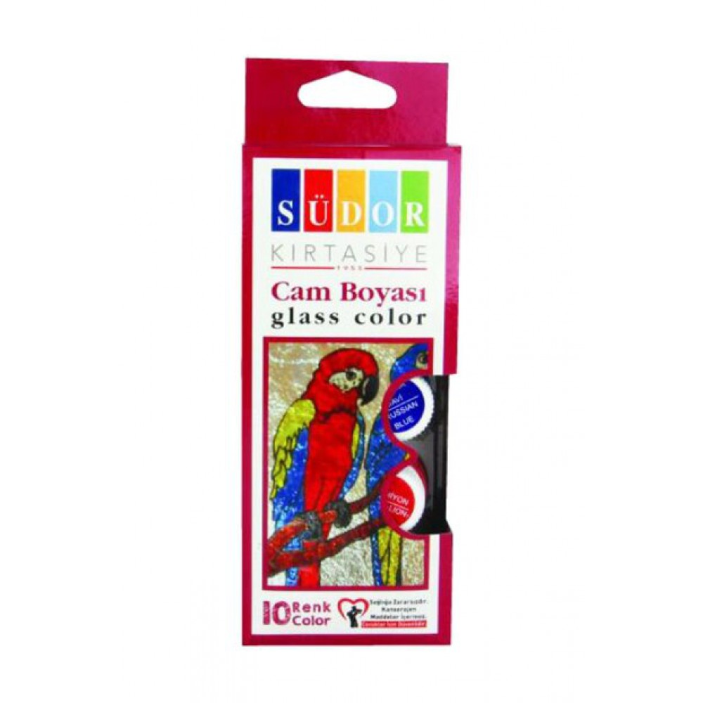SÜDOR SU BAZLI CAM BOYASI 15ML 10 LU