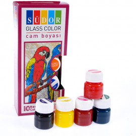SÜDOR SU BAZLI CAM BOYASI 15ML 10 LU