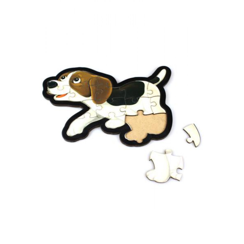 BEYAZ KÖPEK AHŞAP PUZZLE 16 PARÇA