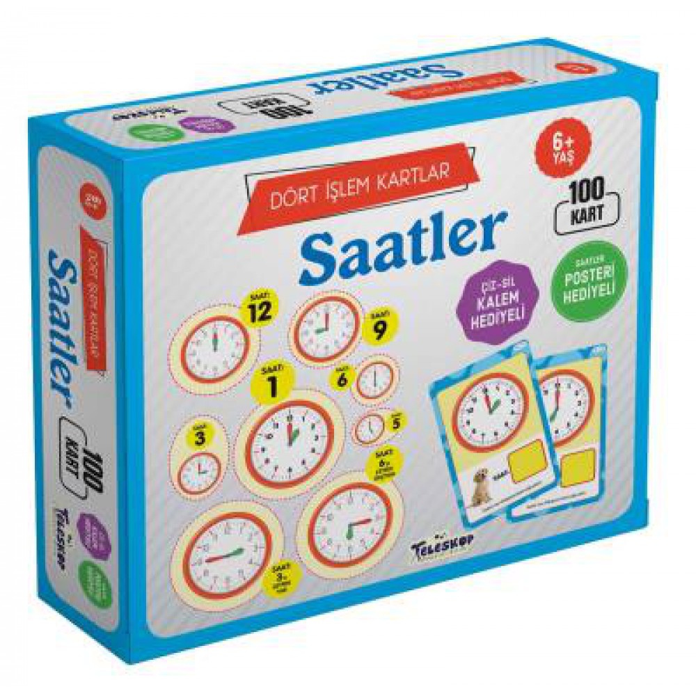 DÖRT İŞLEM KARTLAR- SAATLER 6 YAŞ 100 KART