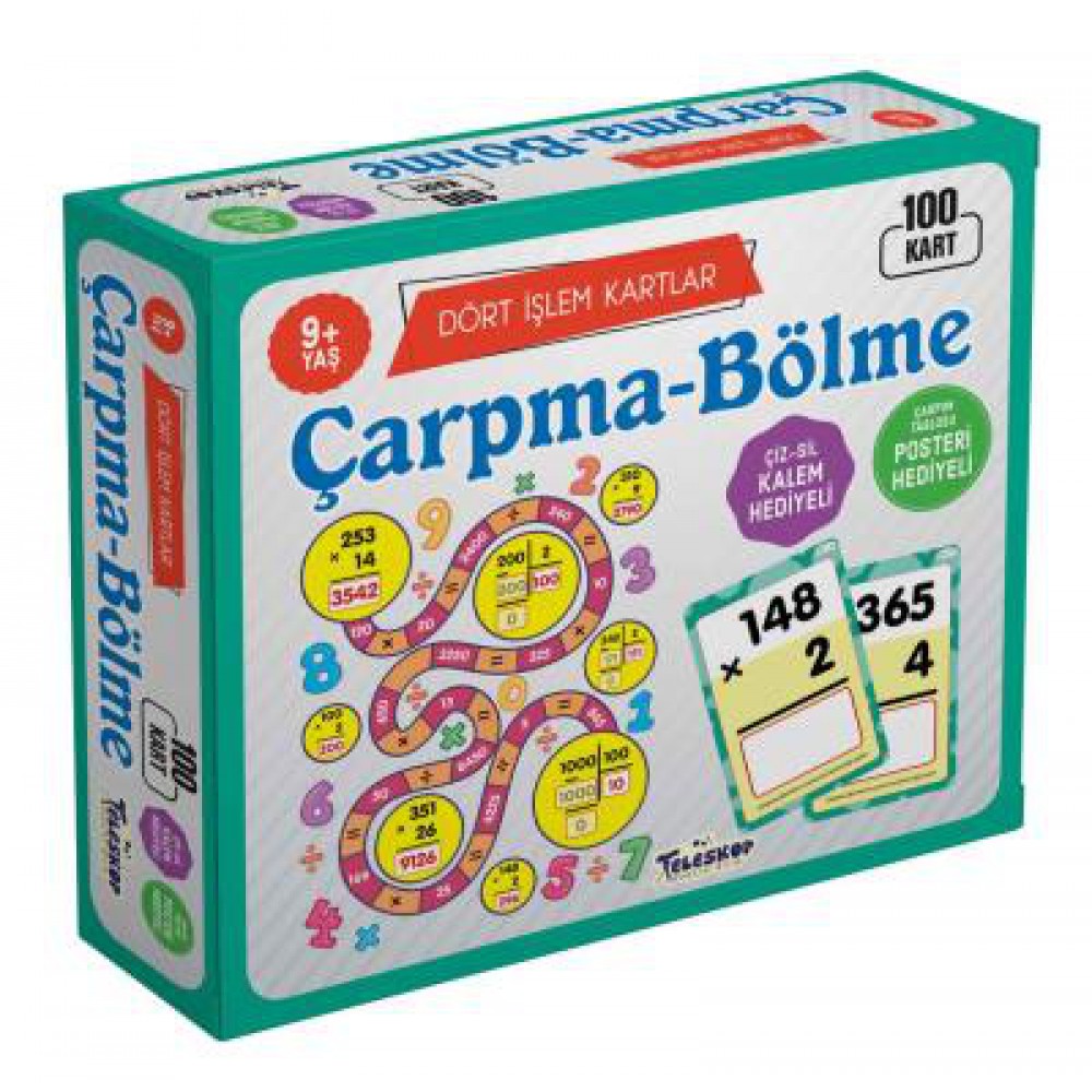 DÖRT İŞLEM KARTLAR-ÇARPMA-BÖLME 9 YAŞ 100 KART