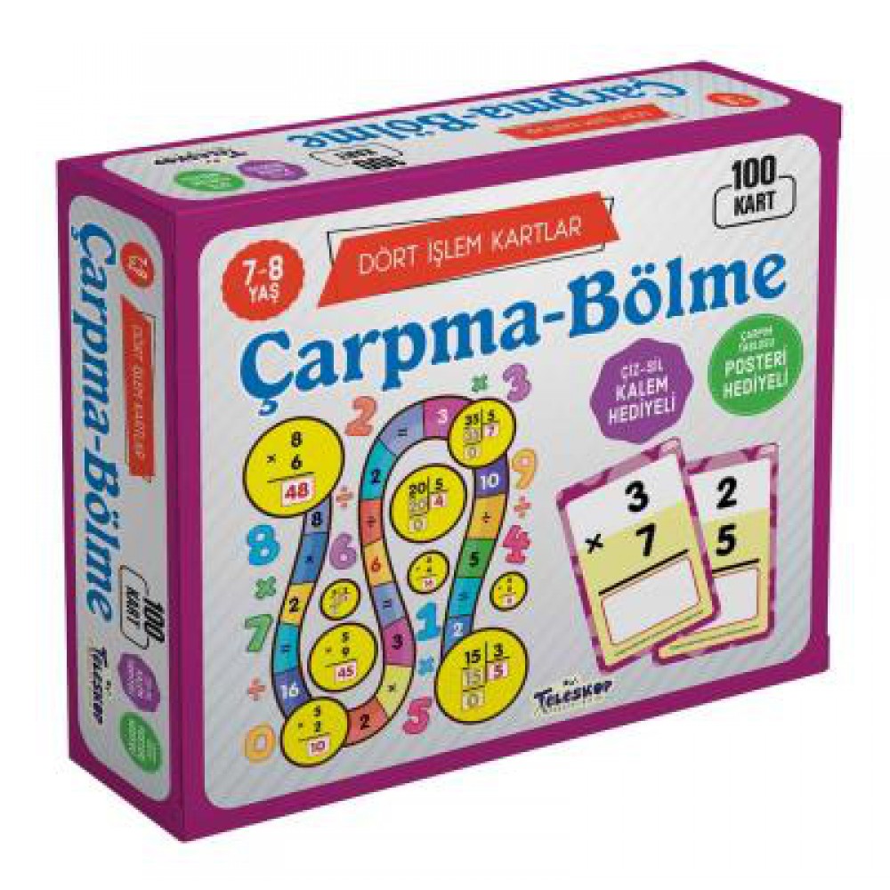 DÖRT İŞLEM KARTLAR-ÇARPMA-BÖLME 7-8 YAŞ 100 KART