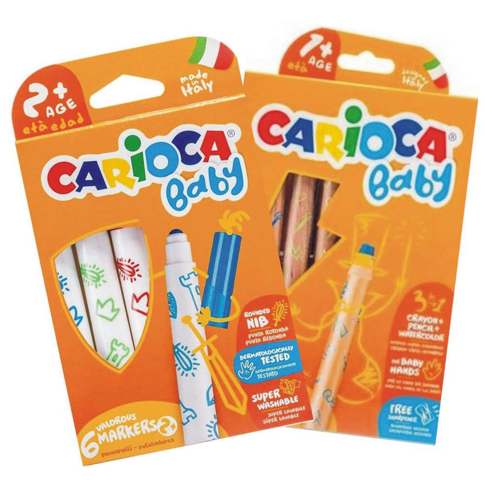 CARİOCA JUMBO KEÇELİ+AHŞAP GÖVDELİ KURU BOYA 2 Lİ SET