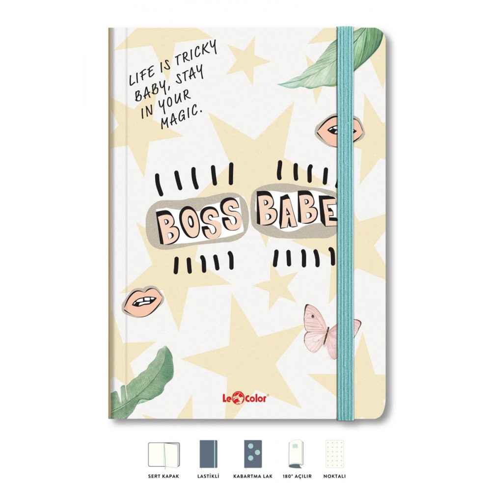 LE COLOR BOSS BABE SERT KAPAK LASTİKLİ NOKTALI DEFTER 80gr 17*24 