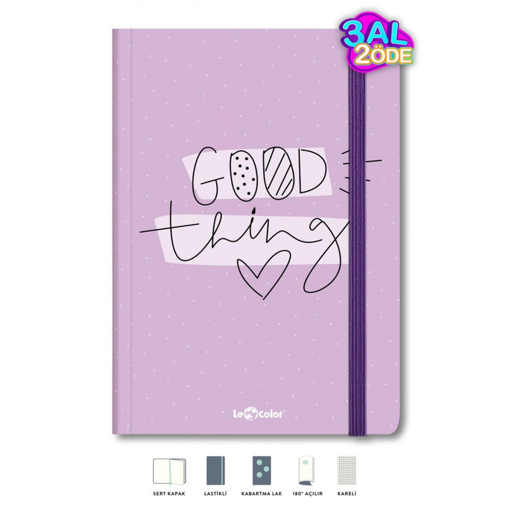 LE COLOR GOOD THİNGS SERT KAPAK LASTİKLİ KARELİ DEFTER 17*24 