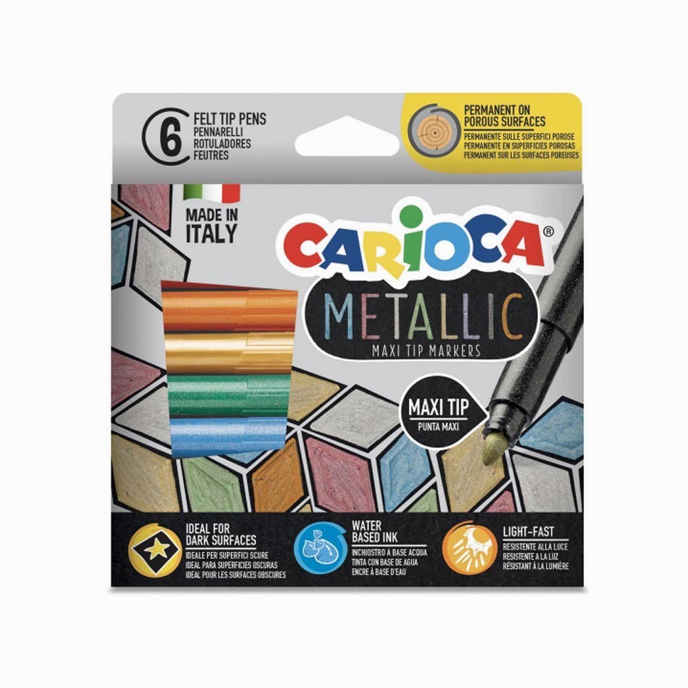 CARİOCA METALİK JUMBO KEÇELİ KALEM 6 LI