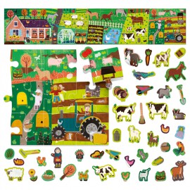 HEADU PUZZLE + STICKERS THE FARM (3-6 YAŞ)
