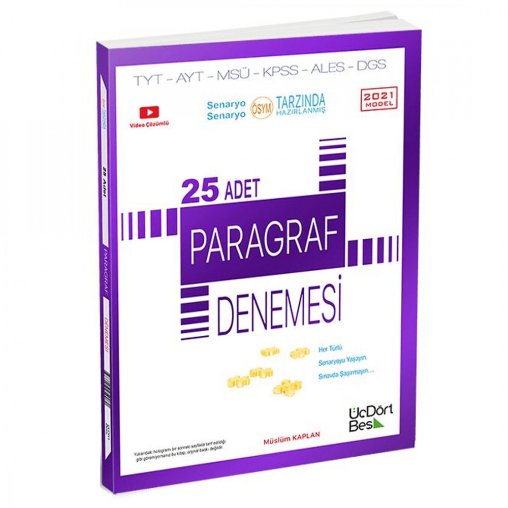 ÜÇ DÖRT BEŞ PARAGRAF DENEME 25 Lİ - 2021