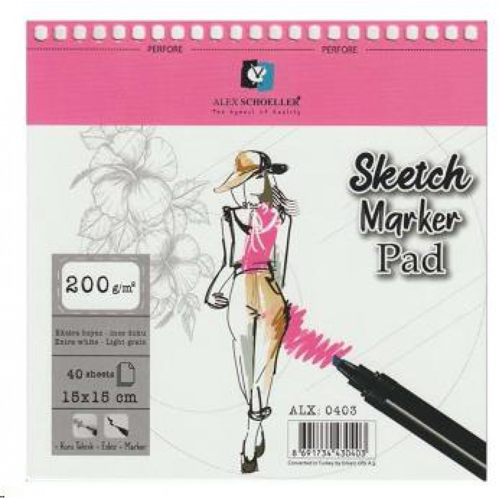 Alex Schoeller Sketch-marker Pad 15x15 200 Gr 40 Lı Spiralli A.SPR.RSM.200.38