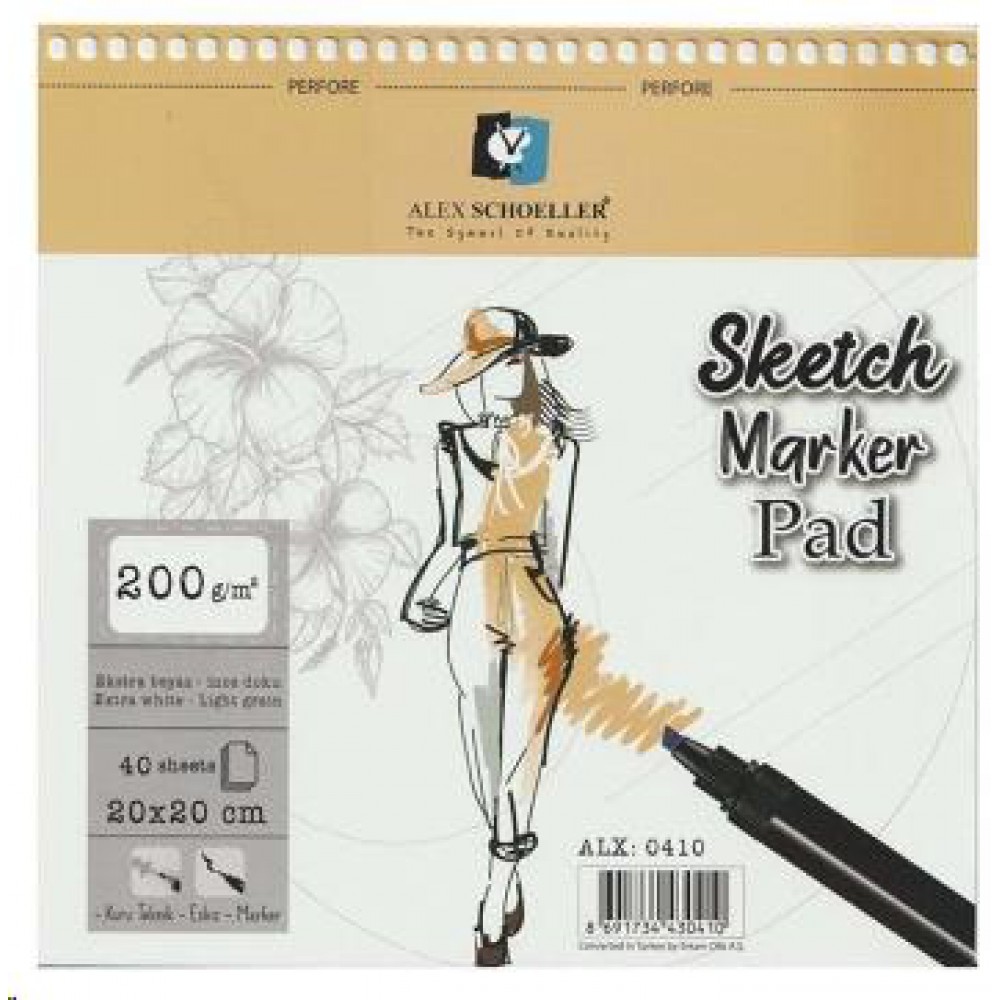 Alex Schoeller Sketch-marker Pad 200 Gr 40lı Spiralli 20x20 spr.