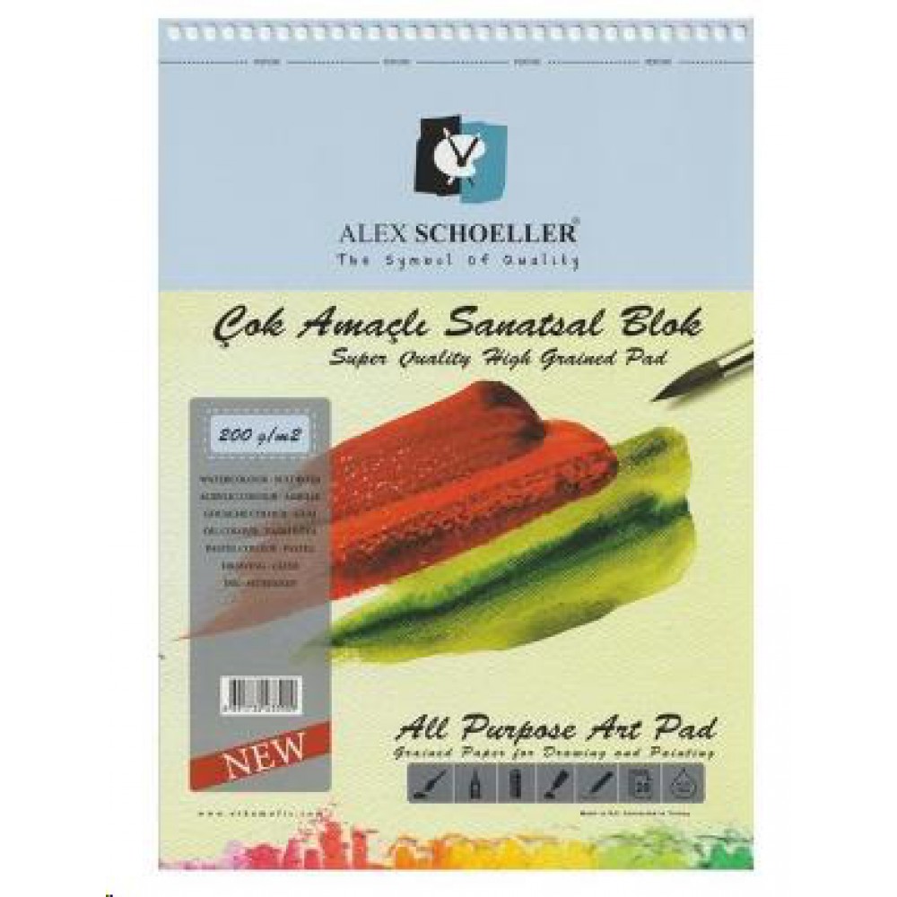 Alex Schoeller Çok Amaçlı Spiralli 200 Gr A5 20.li Sanatsal Blok A.SPR