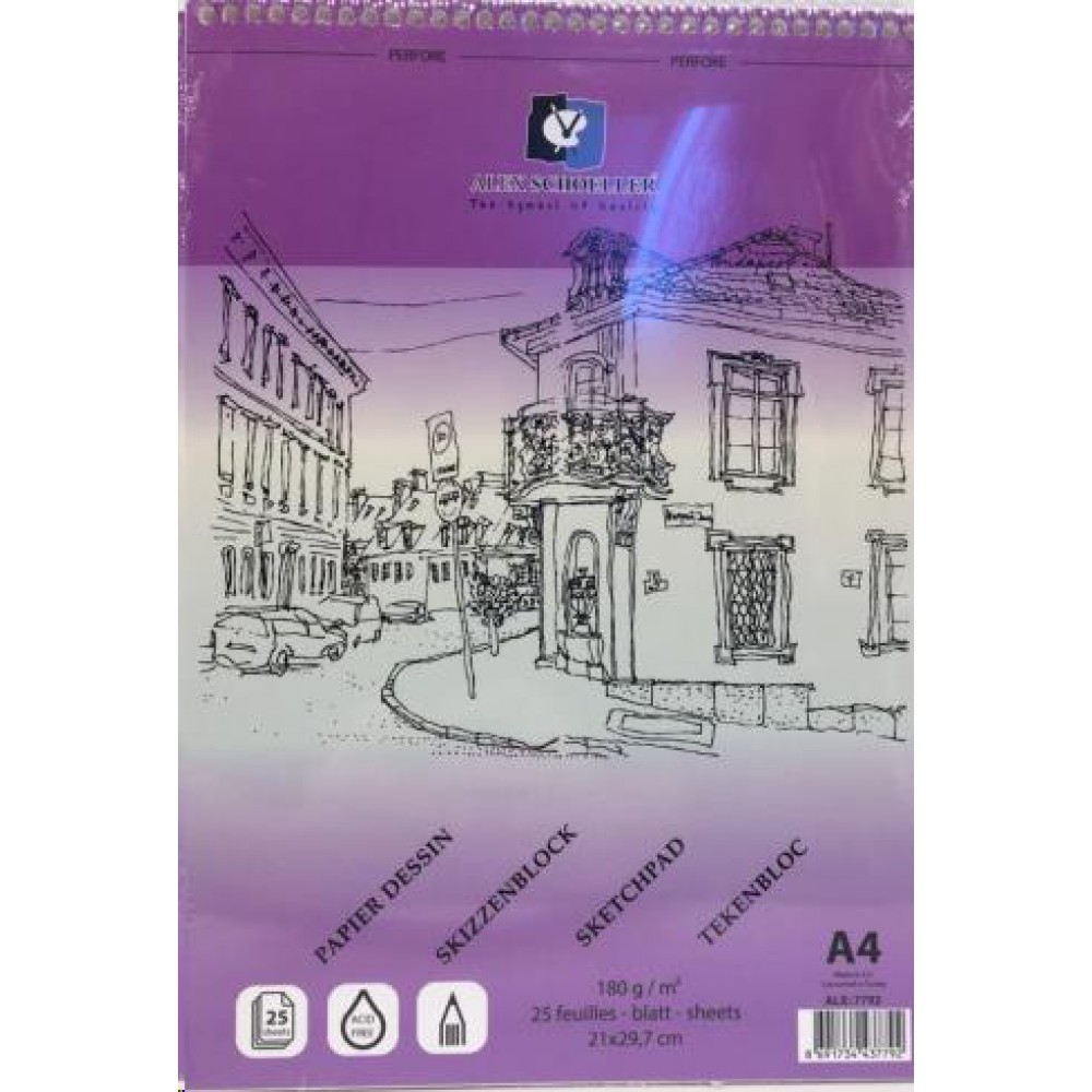 Alex Schoeller Spiralli Çizim Defteri 180 g 25 Yaprak A4 