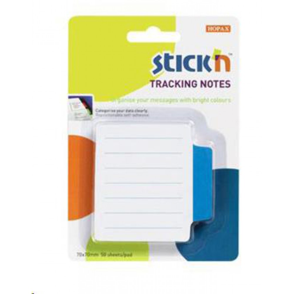 Hopax Stickn 21485 Yapışkanlı Not Kağıdı Çizgili  50 Yaprak 70x70 Mm Beyaz Mavi