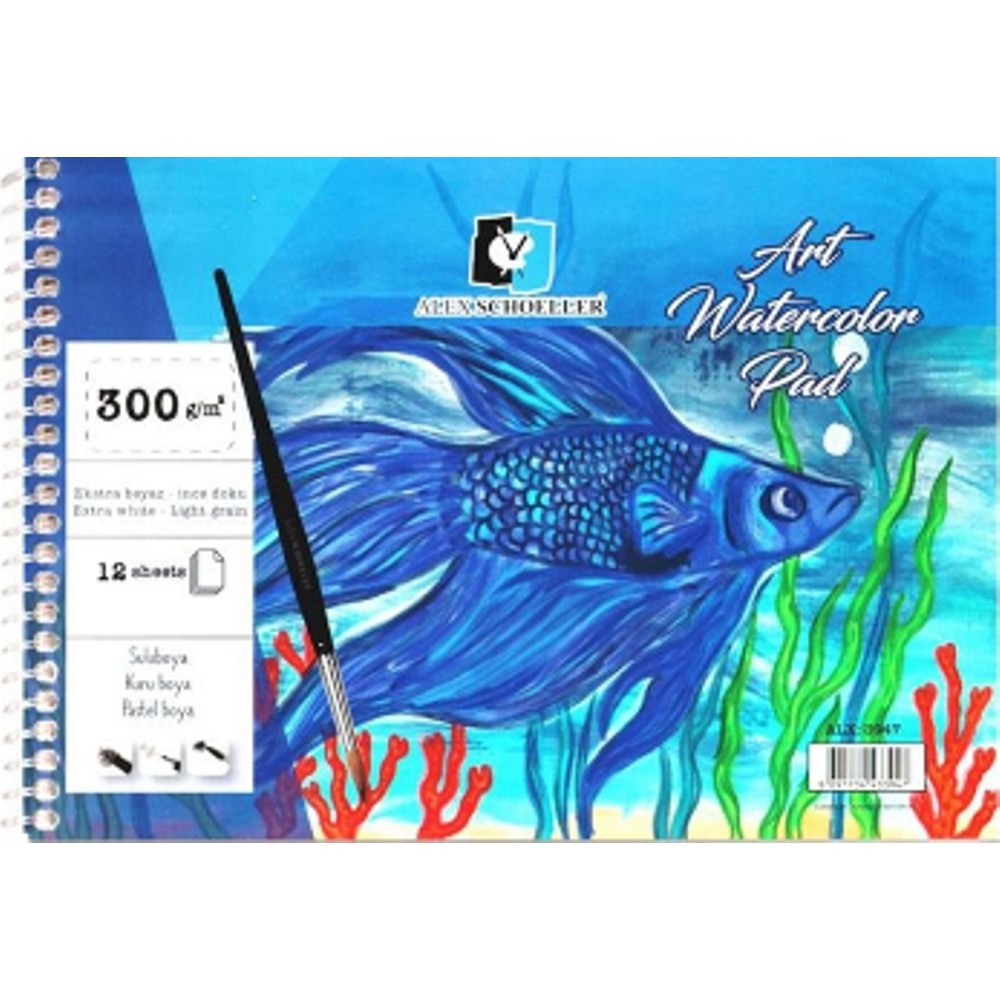Alex Schoeller A4-300 Gr 12.li Spiralli Water Color Suluboya Defteri 