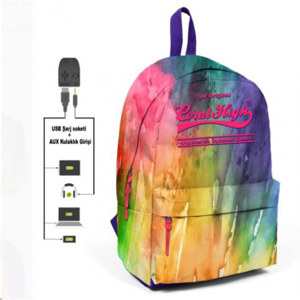 CORAL HIGH SIRT ÇANTA (USB+AUX SOKETLİ) SMS-23434