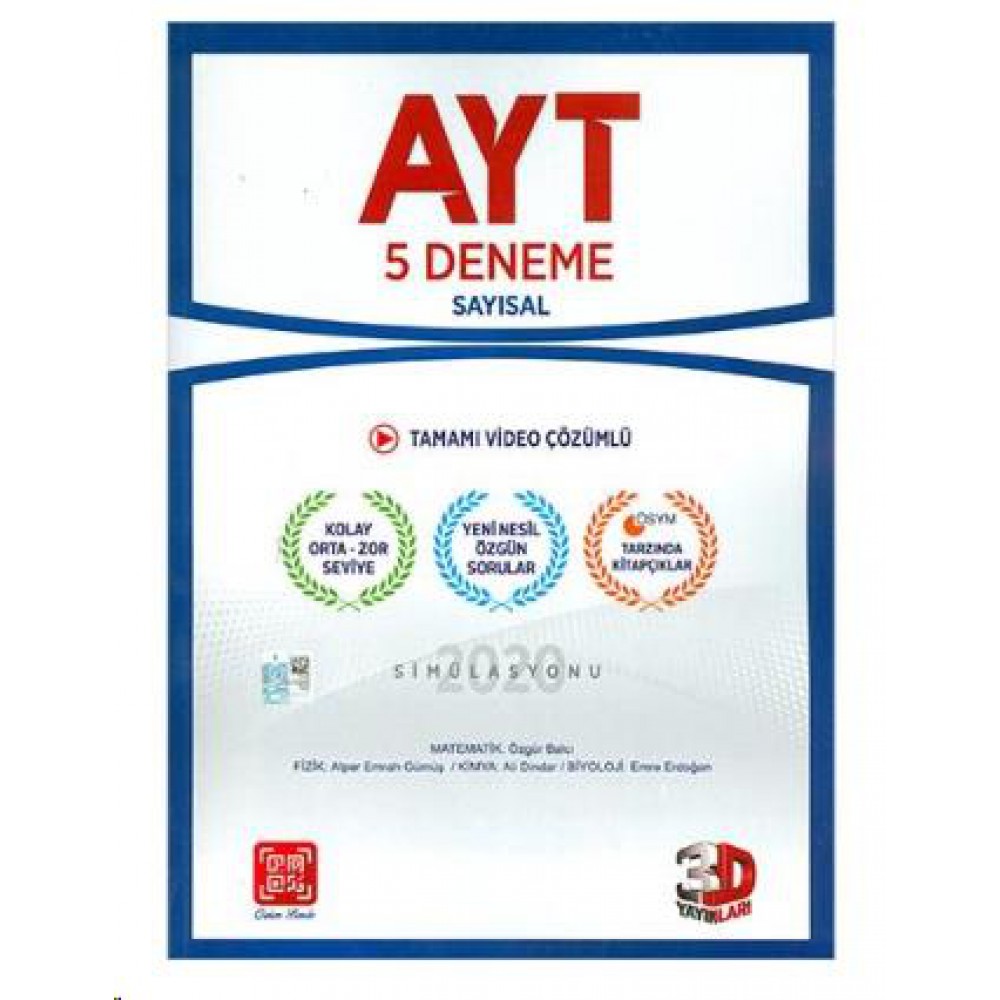 3D YAYINLARI AYT 5 Lİ DENEM SINAVI (SAYISAL)