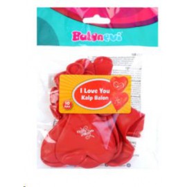 BALONEVİ I LOVE YOU BASKILI KALP BALON KIRMIZI 10 LU