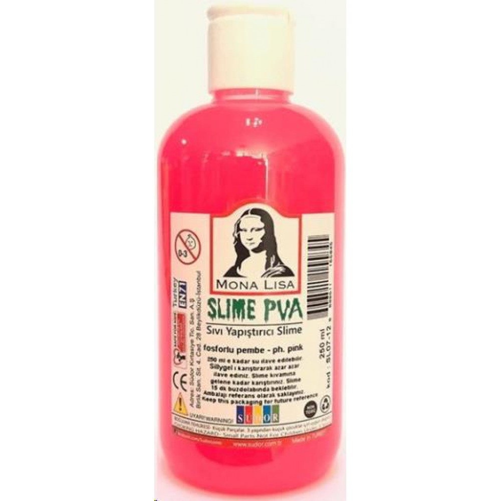 SÜDOR SLIME YAPIŞTIRICI 250 ML FOSFORLU PEMBE SL07-12