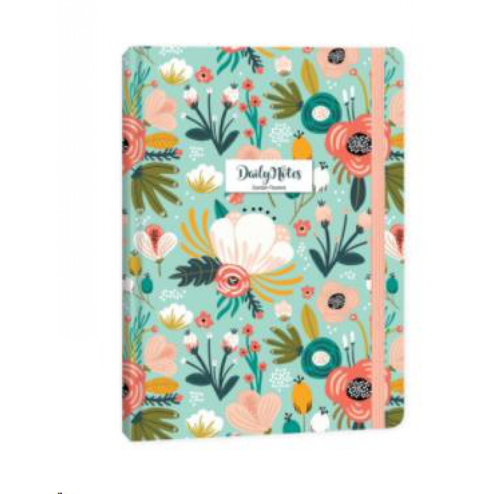 Keskin Colors A5 80 Yp. Çizgili Sert Kapak Ciltli Daily Notes Garden Flowers Yeşil