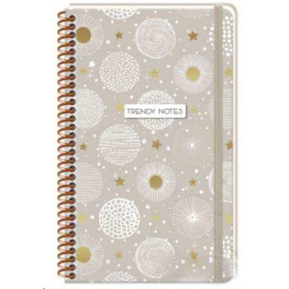 Keskin Color Trendy Notes Tarihsiz Spiralli Sert Kapak Iç Kapak Desenli 80 Yp. Çizgili 