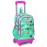 Coral High Kids Su Yeşili Köpek Desenli Işıklı Tekerlekli İki Bölmeli Çekçekli Sırt Çantası