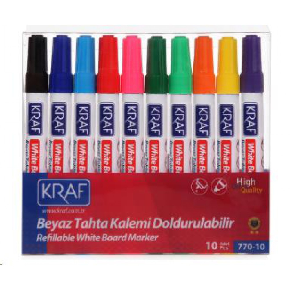 KRAF BEYAZ TAHTA KALEMİ DOLDURULABİLİR 10 LU SET 770-10