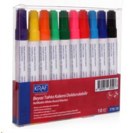 KRAF BEYAZ TAHTA KALEMİ DOLDURULABİLİR 10 LU SET 770-10