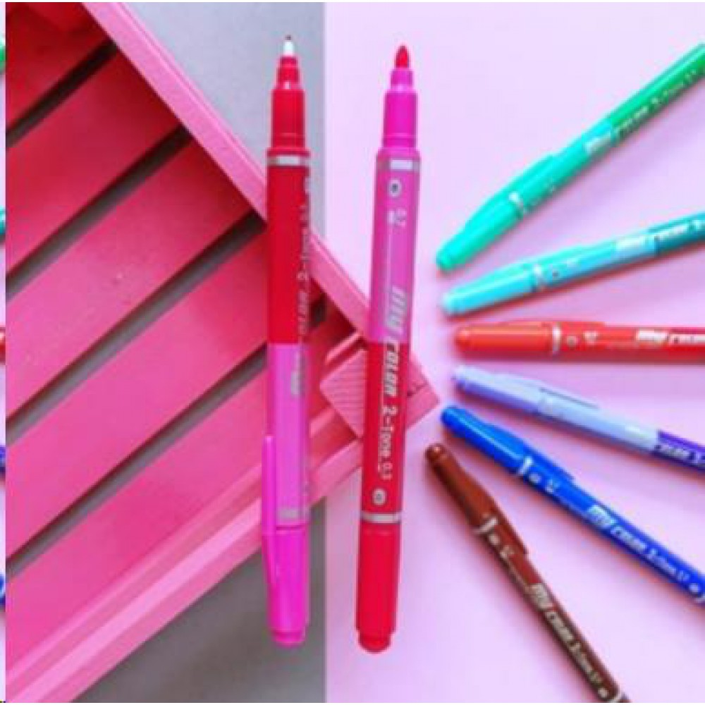 Dong A My Color 2 tone Çift Uçlu Kalem -Açık Pembe Ve Fuşya