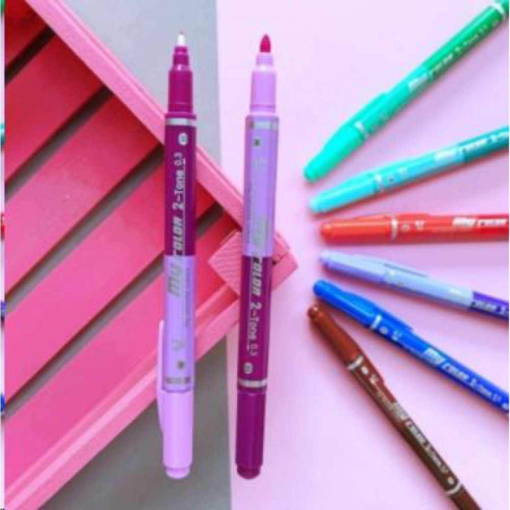 Dong A My Color 2 tone Çift Uçlu Kalem - Lila ve Mor