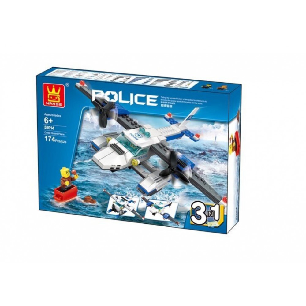 WANGE Polis Sahil Güvenlik Uçağı 3in1 174 Parça 
