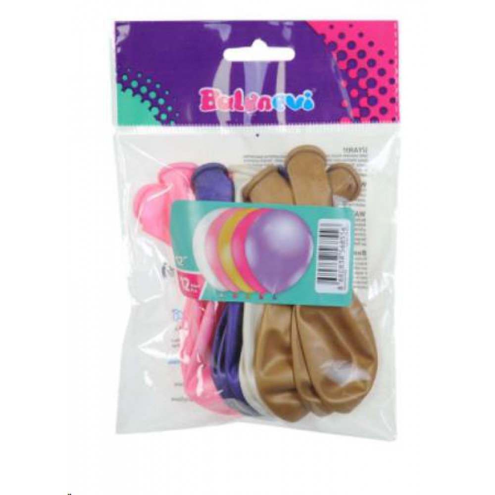 BALONEVİ METALİK BALON 12 Lİ - KIZ ASORTİ 12''