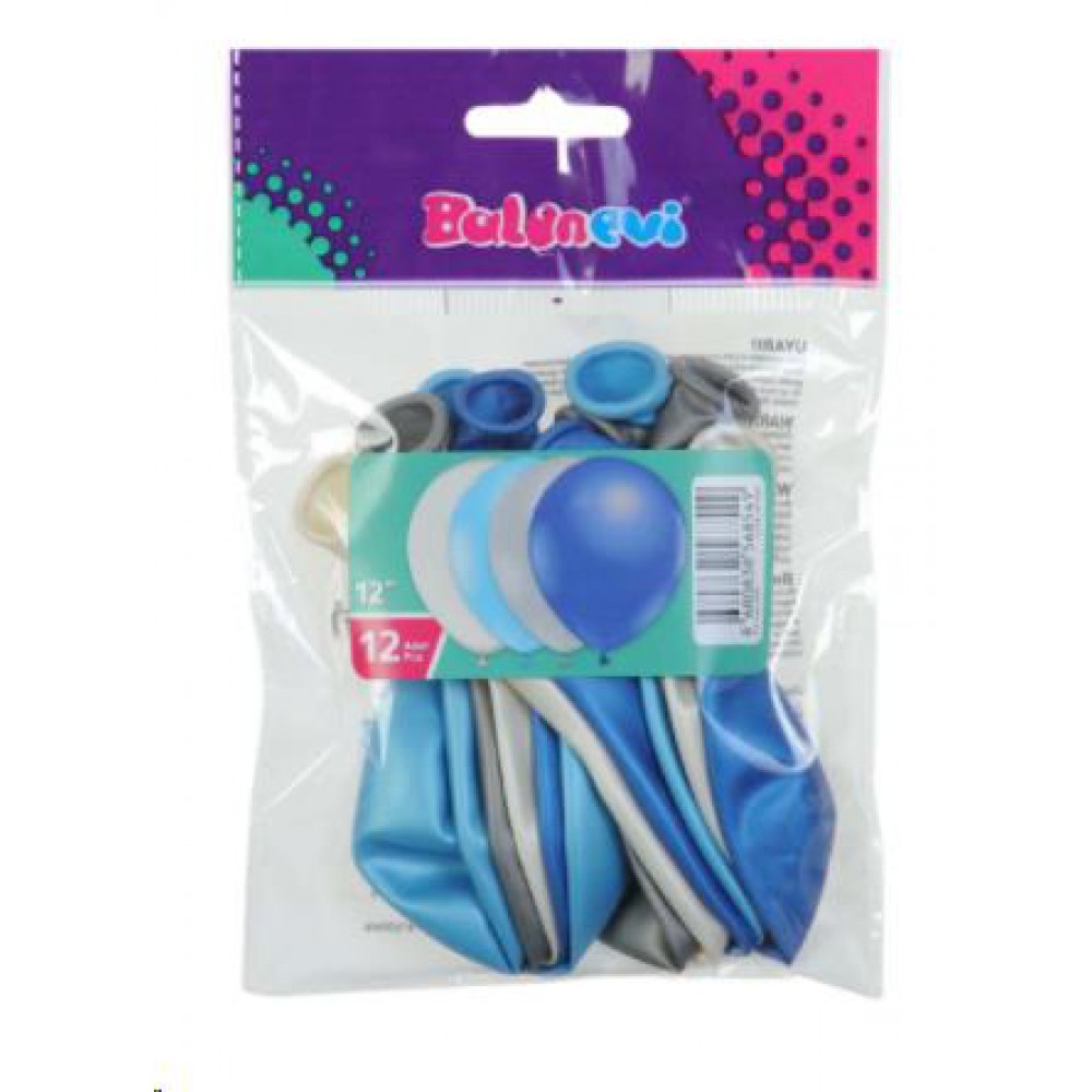 BALONEVİ METALİK BALON 12 Lİ - ERKEK ASORTİ 12''