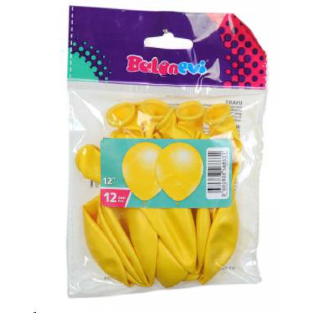 BALONEVİ METALİK BALON 12'' SARI 12 Lİ