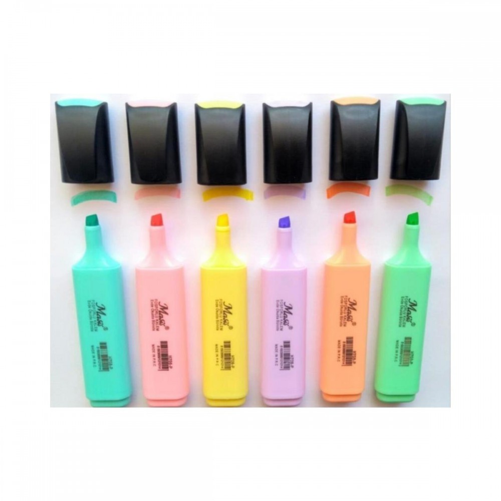 Masis Pastel Renk Fosforlu Işaretleme Kalemi 6 Lı Se