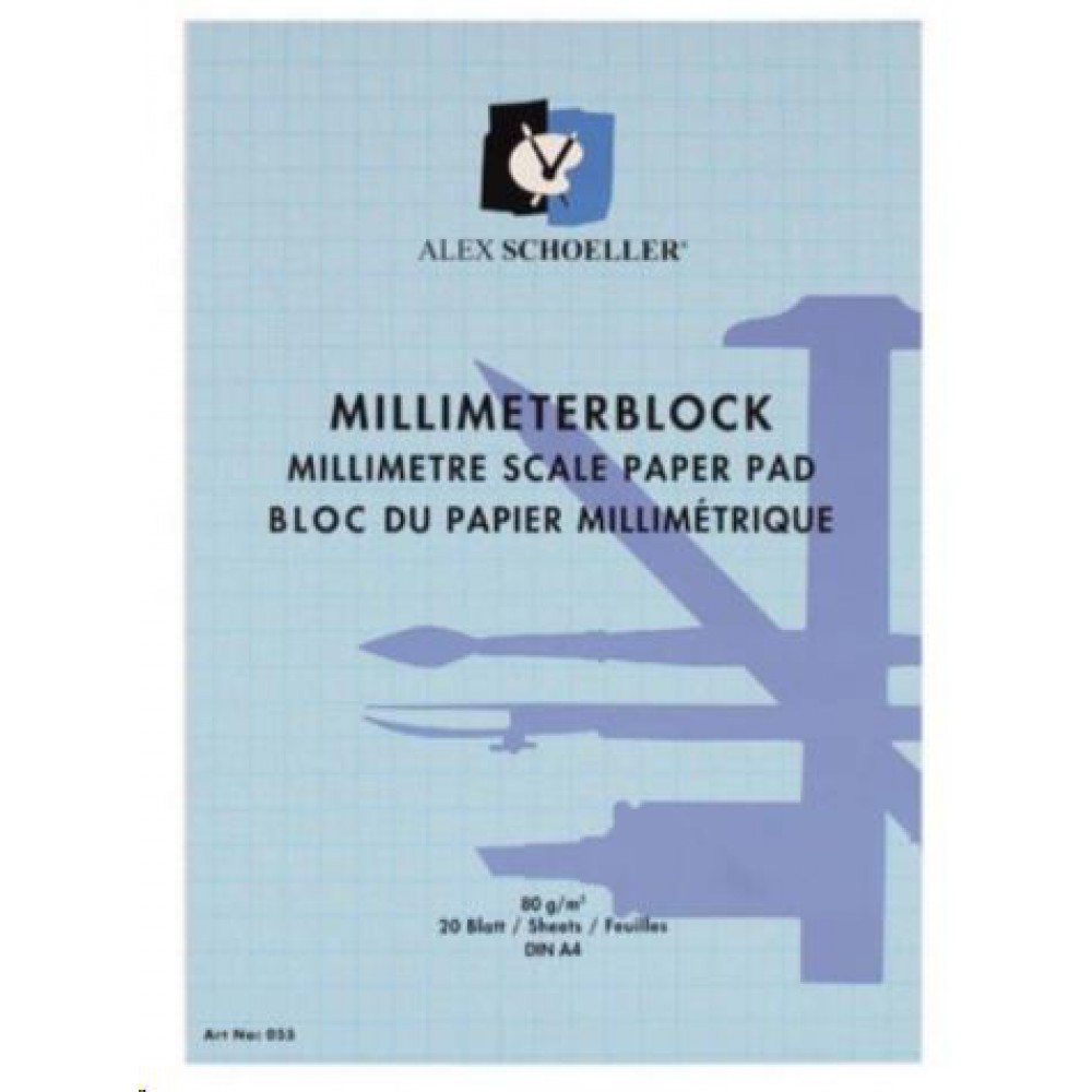 Alex Schoeller Milimetrik Blok A4 20 Sayfa Mavi ALX-013