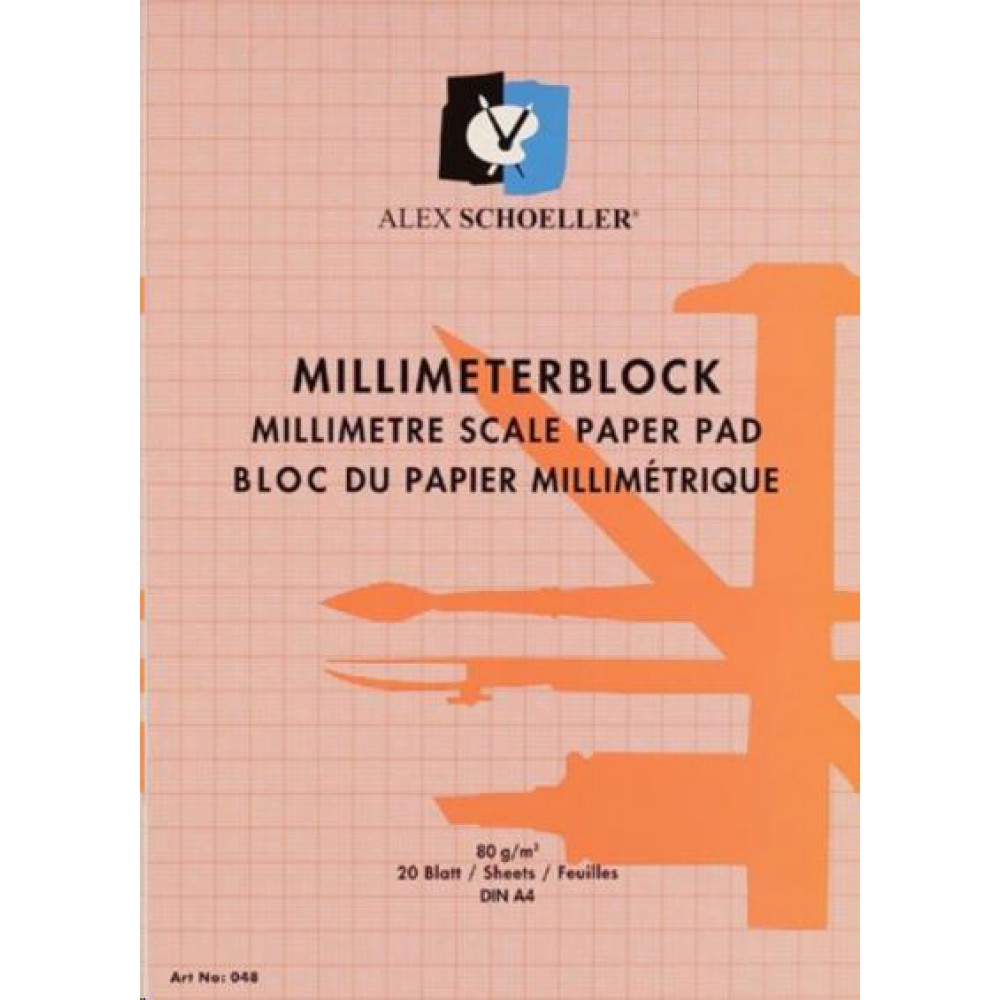 Alex Schoeller Milimetrik Blok A4 20 Sayfa Kırmızı ALX-014