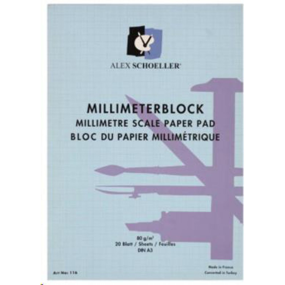 ALEX MİLİMETRİK BLOK 80GR A3 20 YP MAVİ
