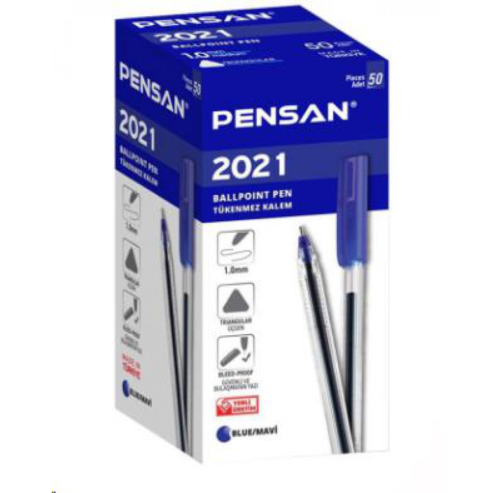 Pensan Tükenmez Kalem Üçgen 50 Li 1.0 Mm Mavi