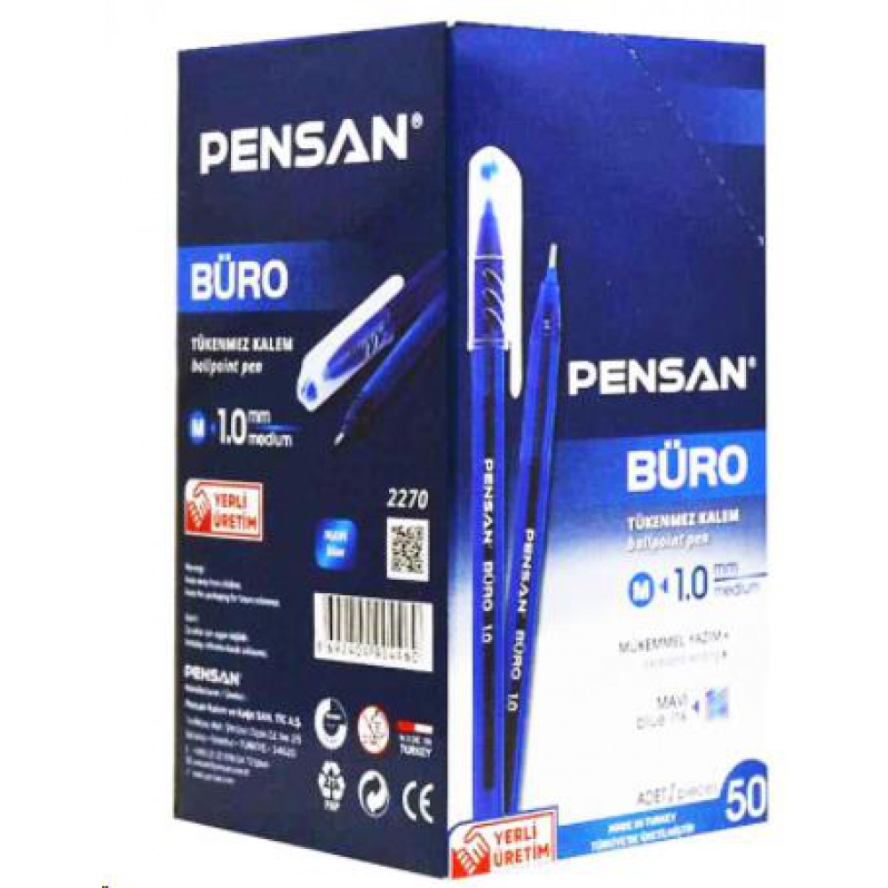 Pensan Tükenmez Kalem Büro 1 mm Mavi 50 Li 2270