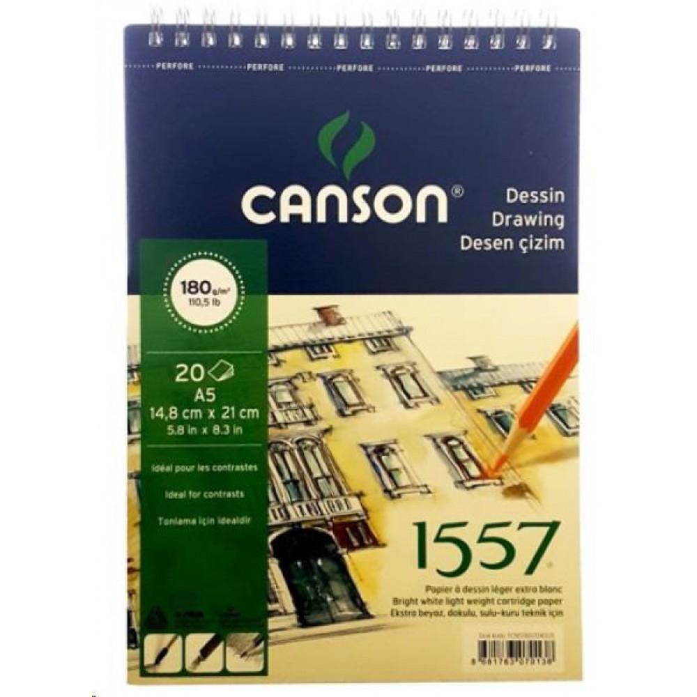 Canson 1557 Dessin Çizim Defteri 180gr. 20 Yaprak, A5 Boy